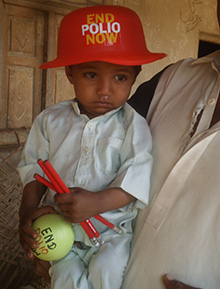 A child who has tested positive for polio in Pakistan.